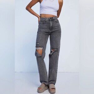 PacSun 24 90s Boyfriend Women’s Jeans Washed Black Distressed Flaw-Belt Loop